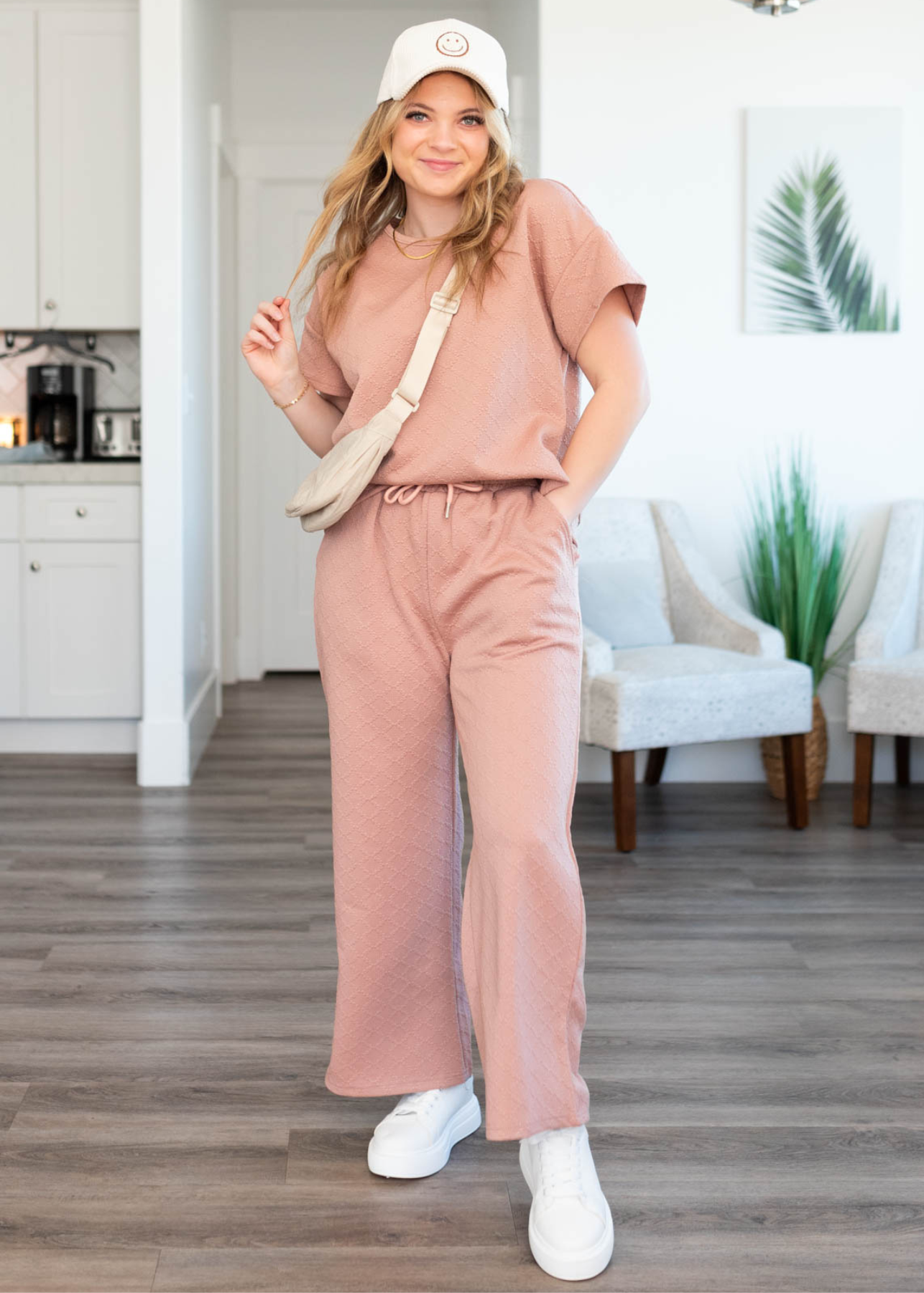 Amy Dusty Pink Textured Pants