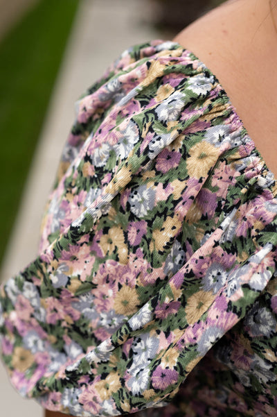 Fabric detail of a floral dress