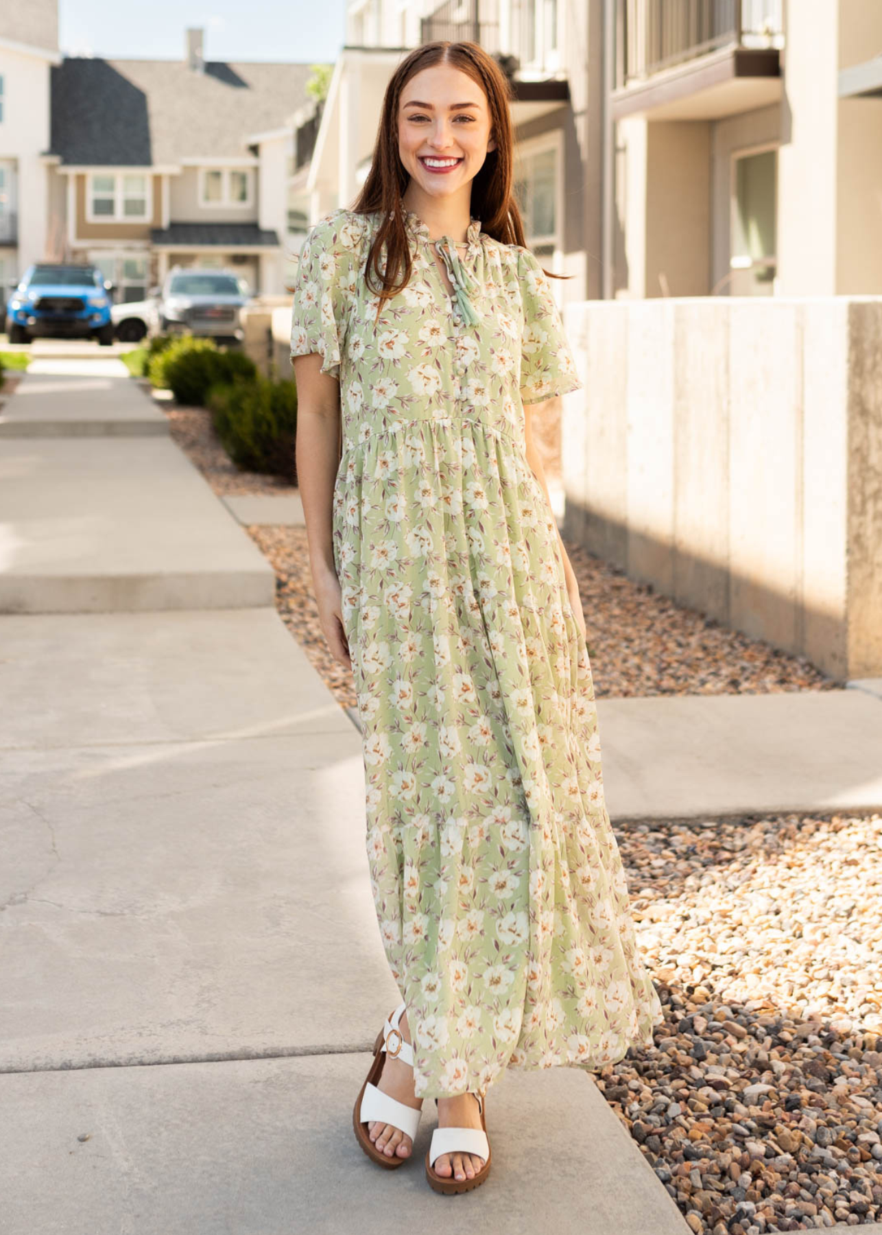 Sage floral dress
