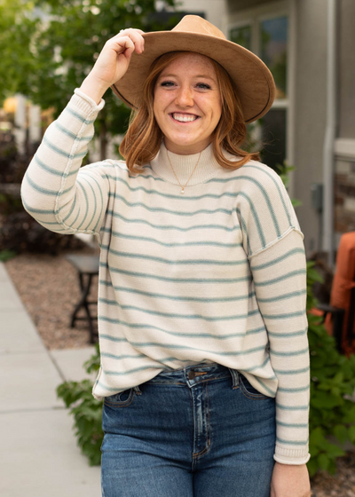 Long sleeve sage sweater with drop sleeves