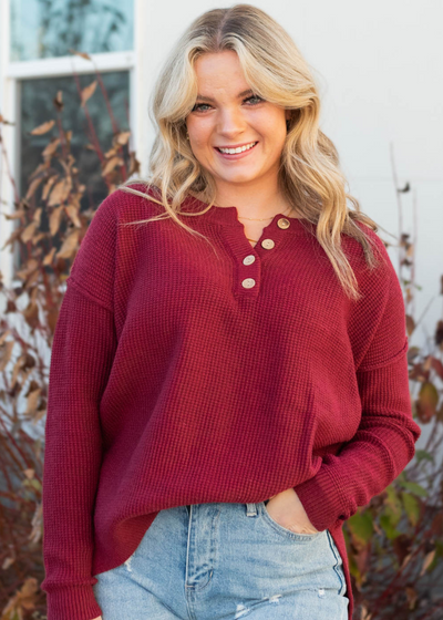 Long sleeve burgundy sweater
