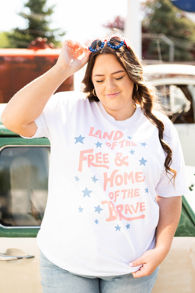 Plus size land of the free home of the brave graphic t-shirt