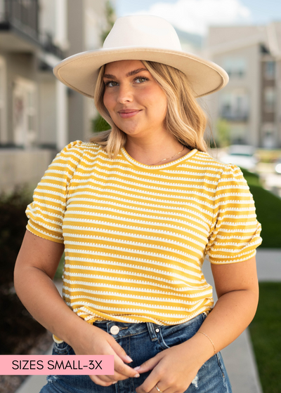 Mustard top with stripes