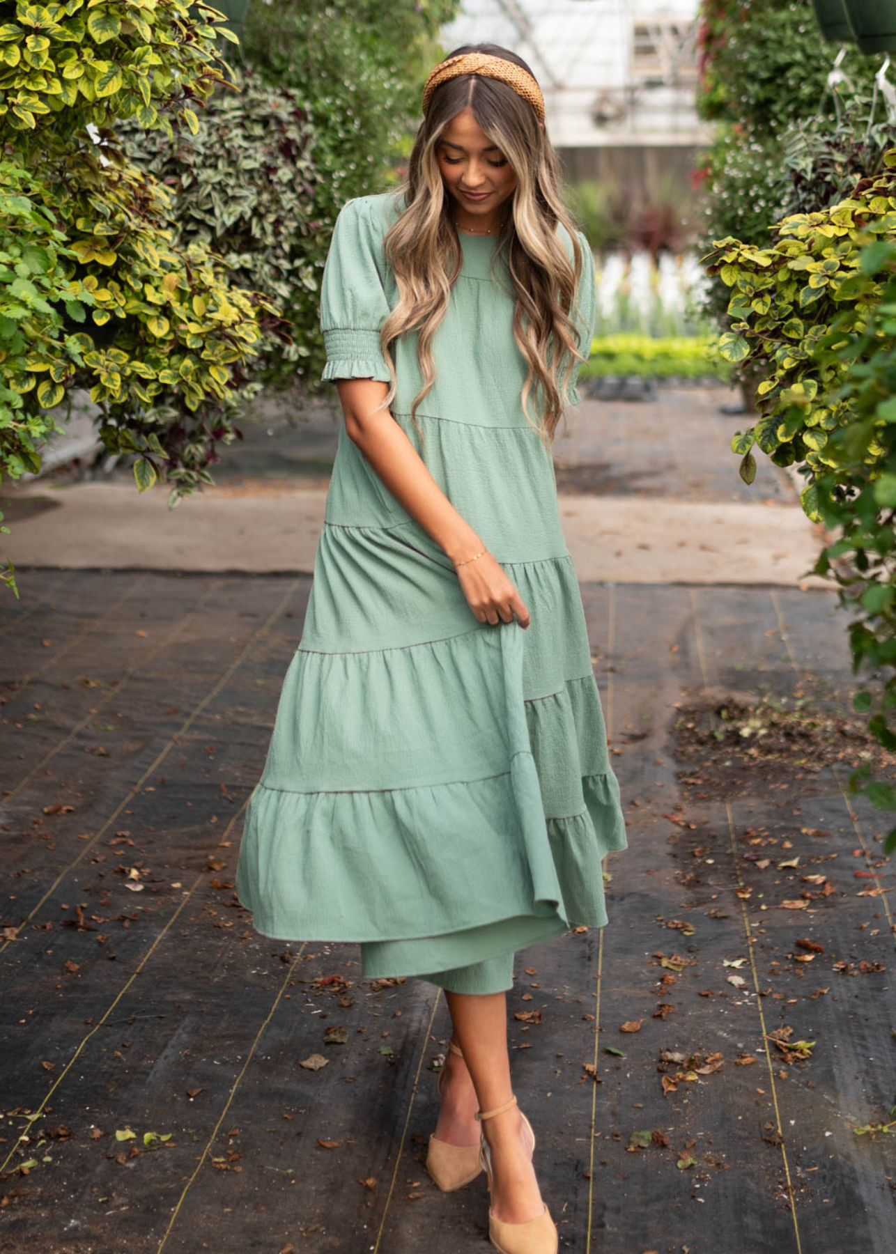 Small tiered green dress