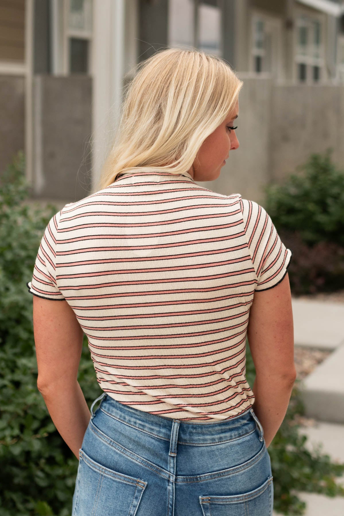 Back view of a beige top