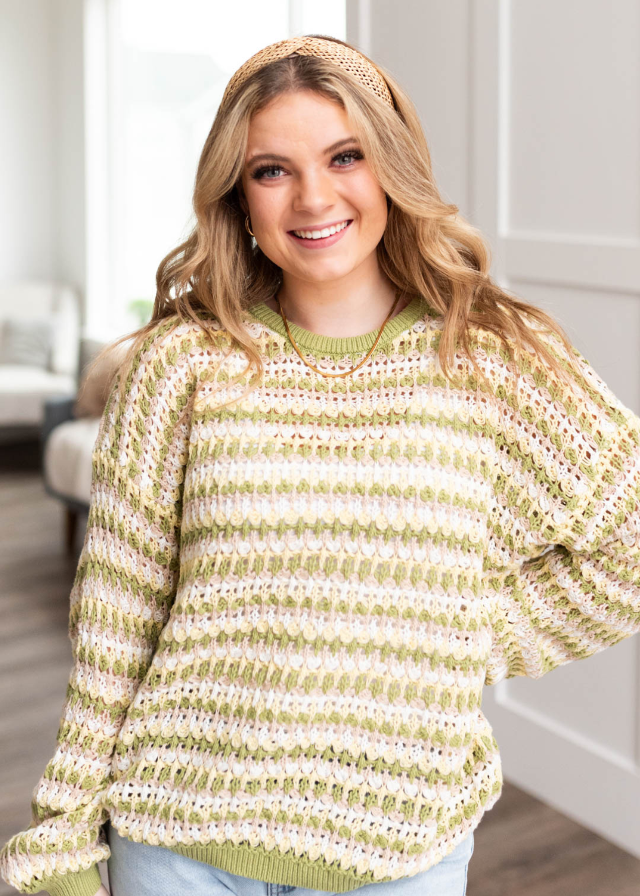 Long sleeve lime knit pullover