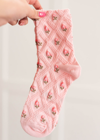 Pink flower socks