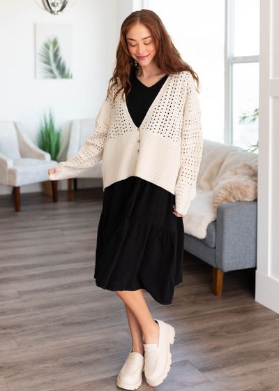 Long sleeve ivory knitted cardigan