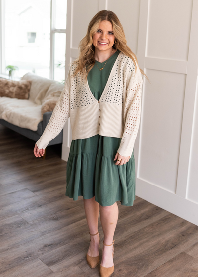 Button up ivory knitted cardigan