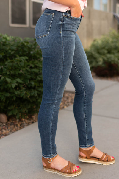 Side view of medium skinny jeans