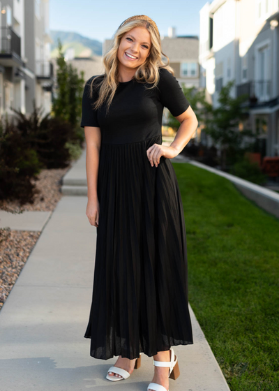 Black dress with a fitted bodice
