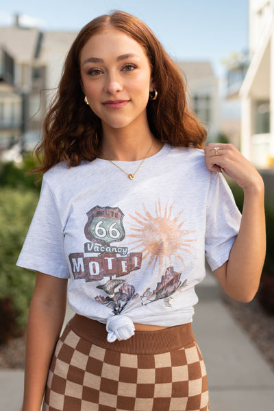 Small route 66 ash grey tee