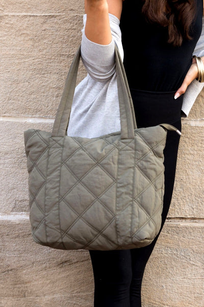 Blithe Olive Quilted Tote