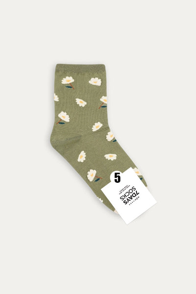 Falen Olive Daisy Garden Socks