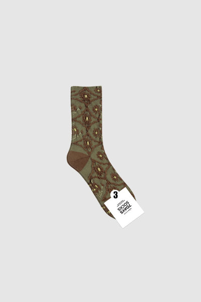 Macie Olive Flower Socks