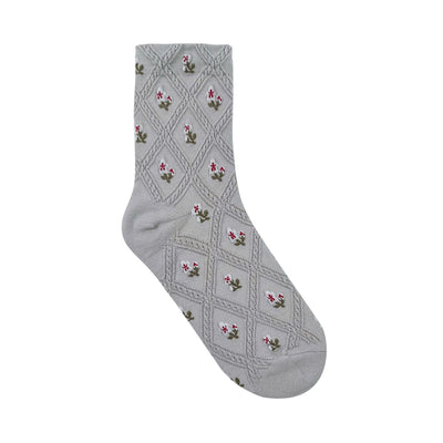 Mary Grey Flower Socks