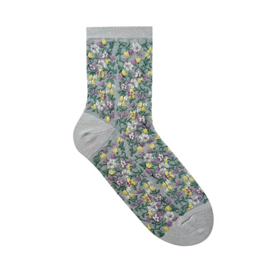 Tia Grey Floral Socks