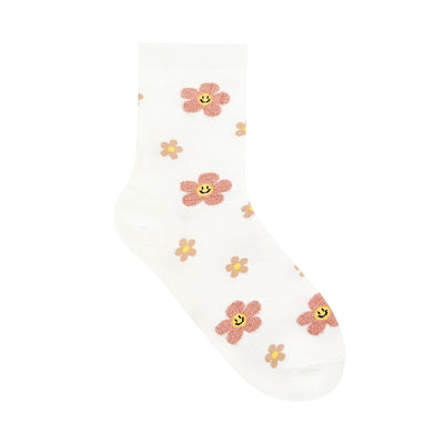Deanna White Flower Socks