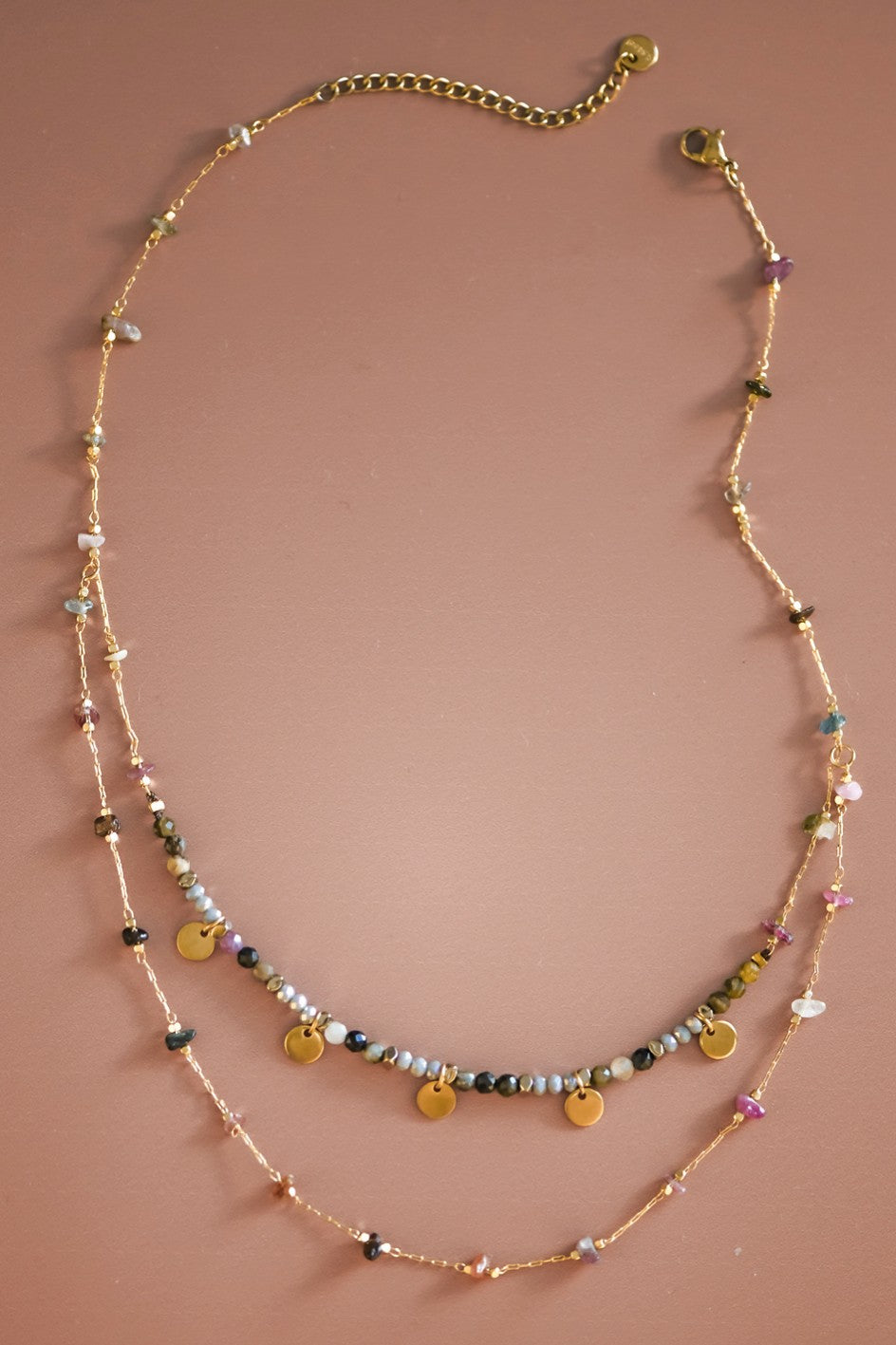 Jadah 18K Gold Plated Multi Color Necklace