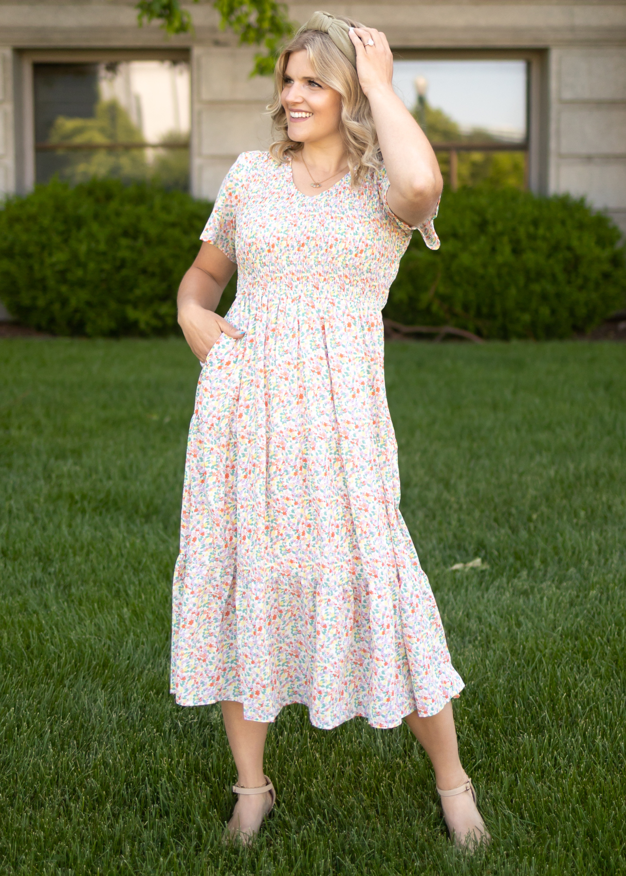 Coral floral dress