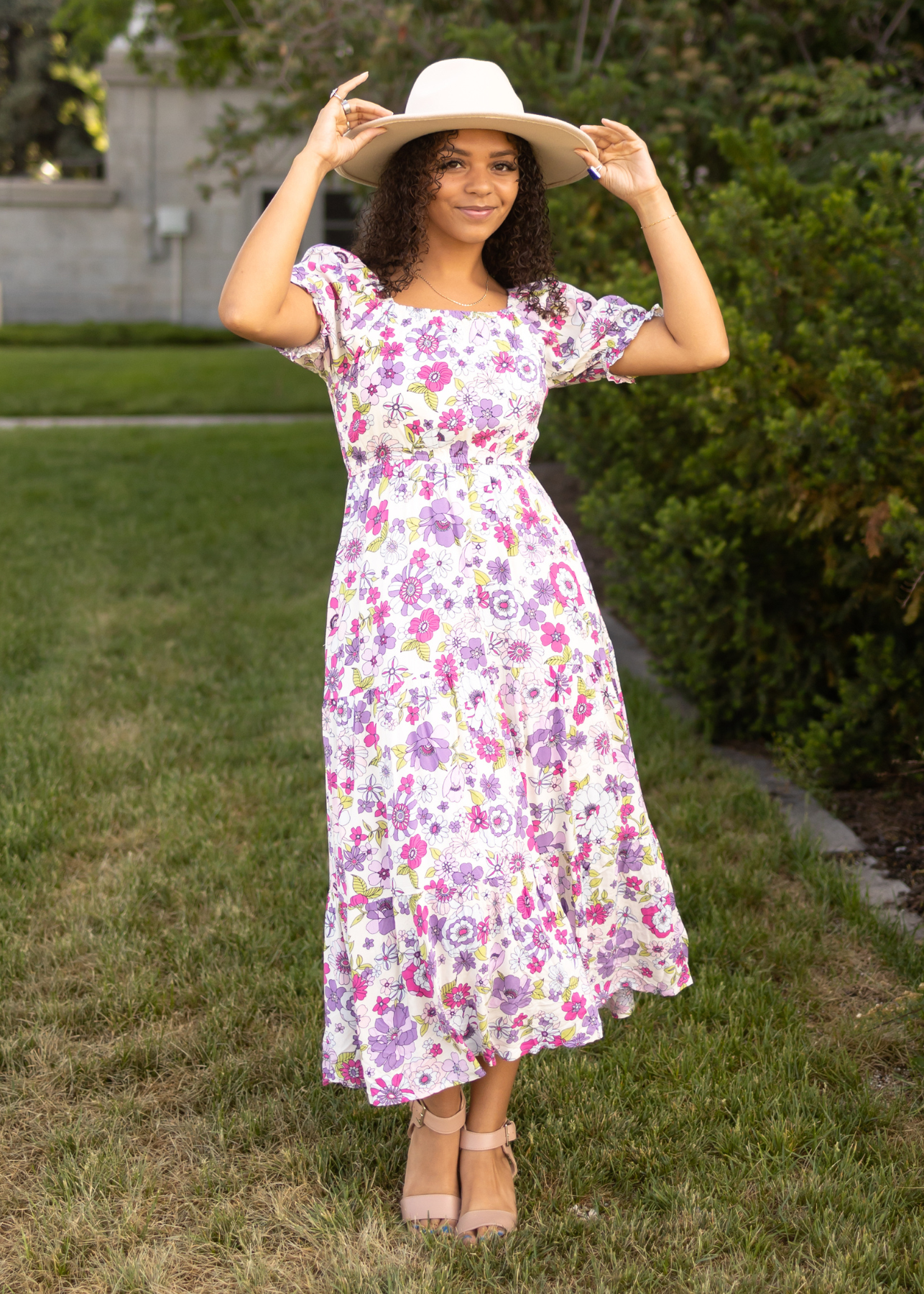 Purple floral dress
