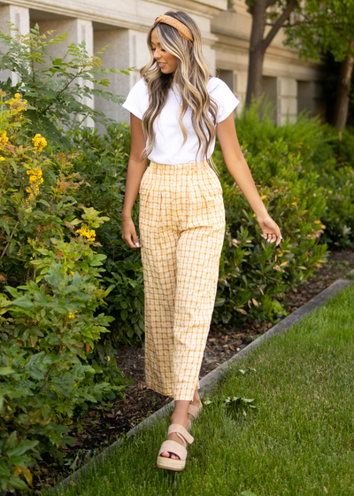 Wide leg yellow pants