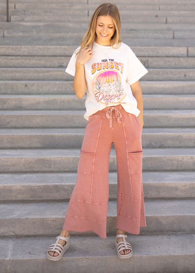 Short sleeve sunset white tee