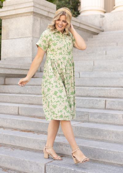 Green floral dress