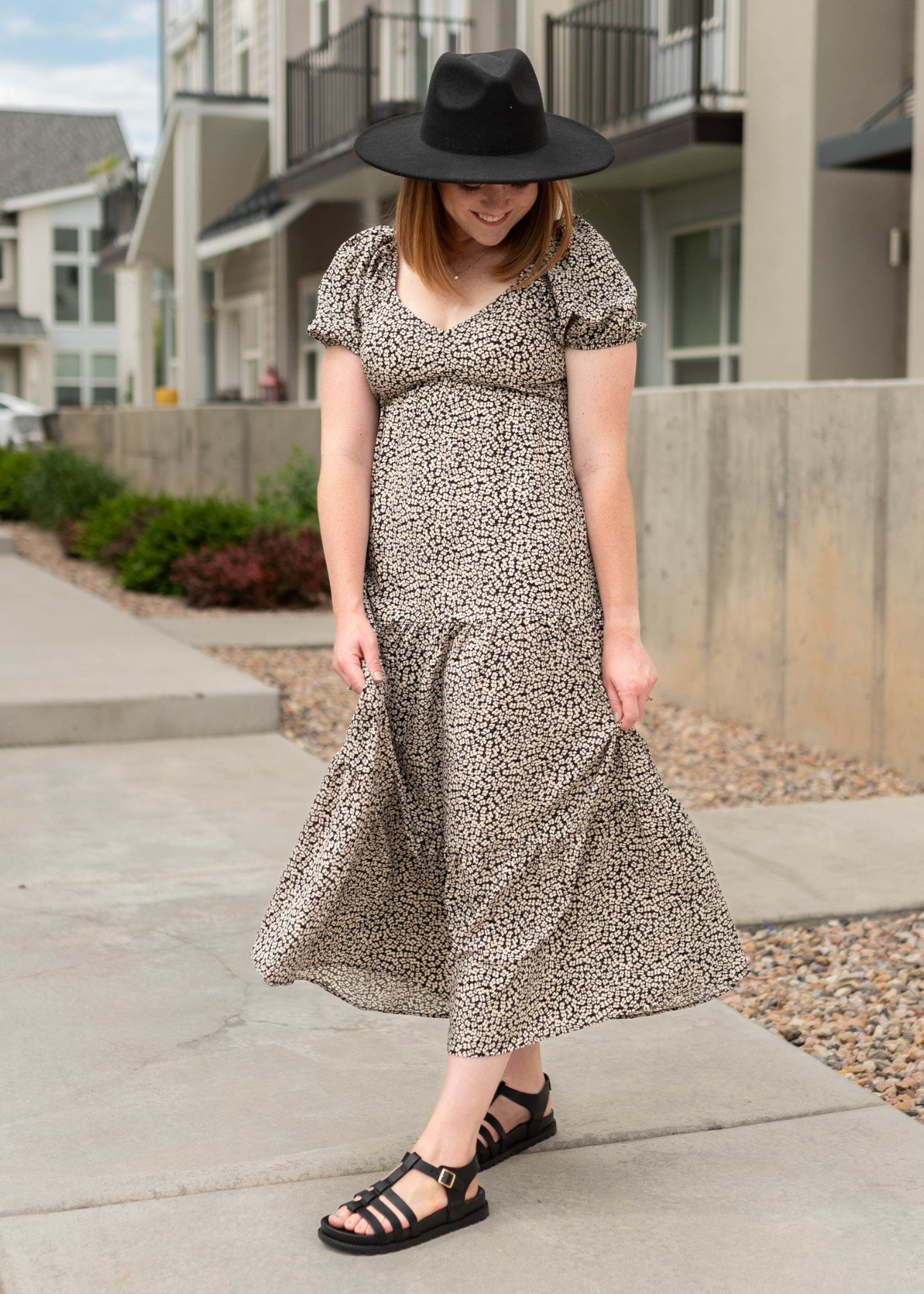 Leslie Black Floral Dress