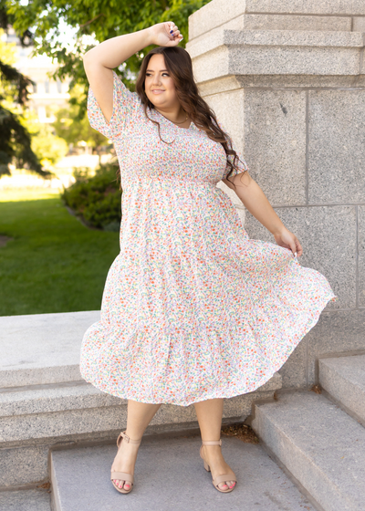 Khalani Coral Floral Dress