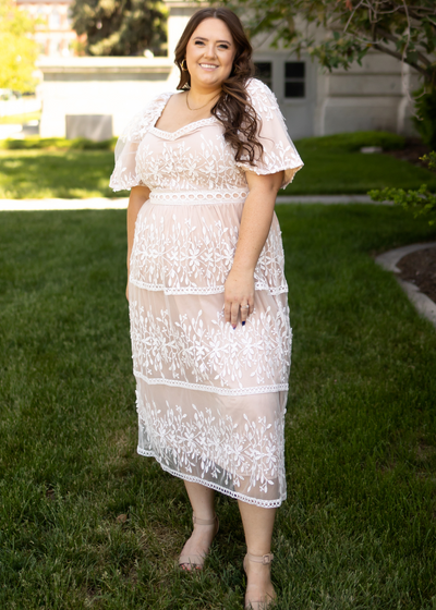 Plus size ivory lace dress