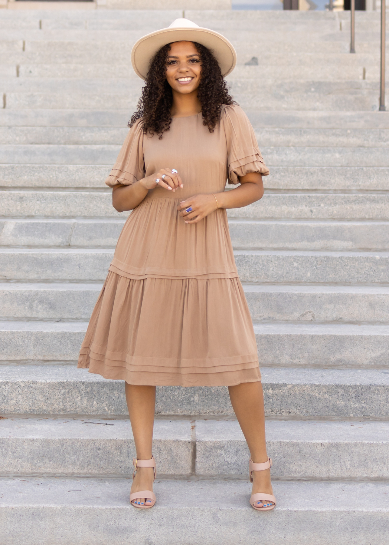 Taupe knee length dress