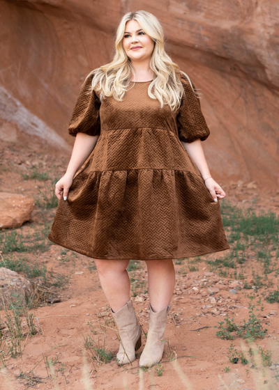 Plus size brown dress