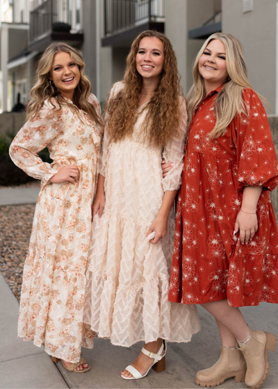 Krissy Rust Corduroy Embroidered Dress