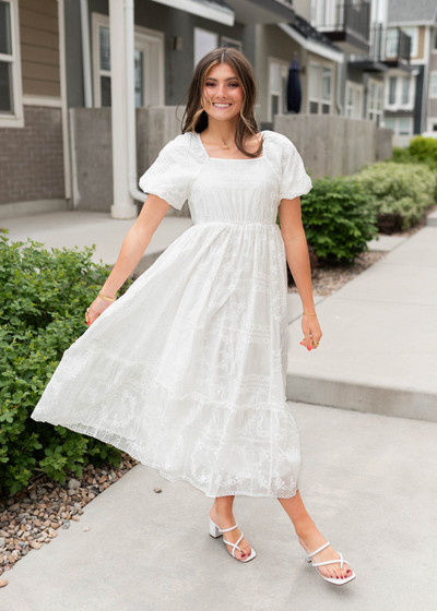 Abbie White Embroidered Dress