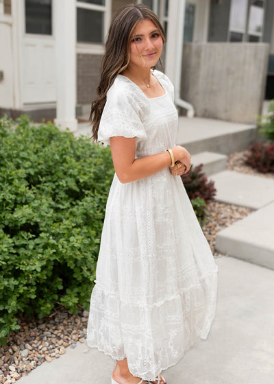 Abbie White Embroidered Dress