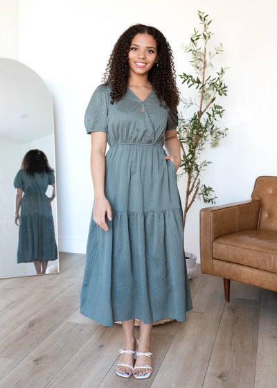 Addee Olive Tiered Dress