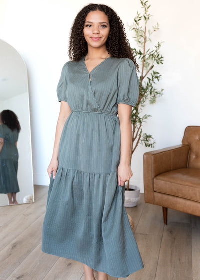 Addee Olive Tiered Dress