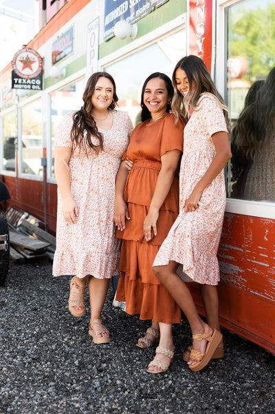 Aditi Taupe Floral Dress