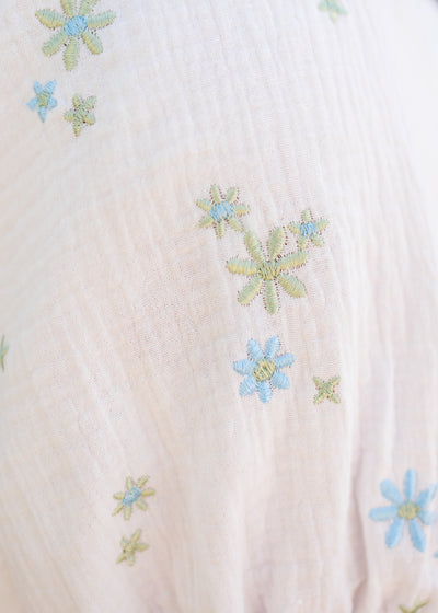 Adri White Flower Embroidered Dress
