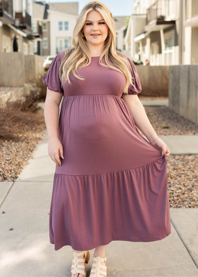 Plus size lavender tiered dress