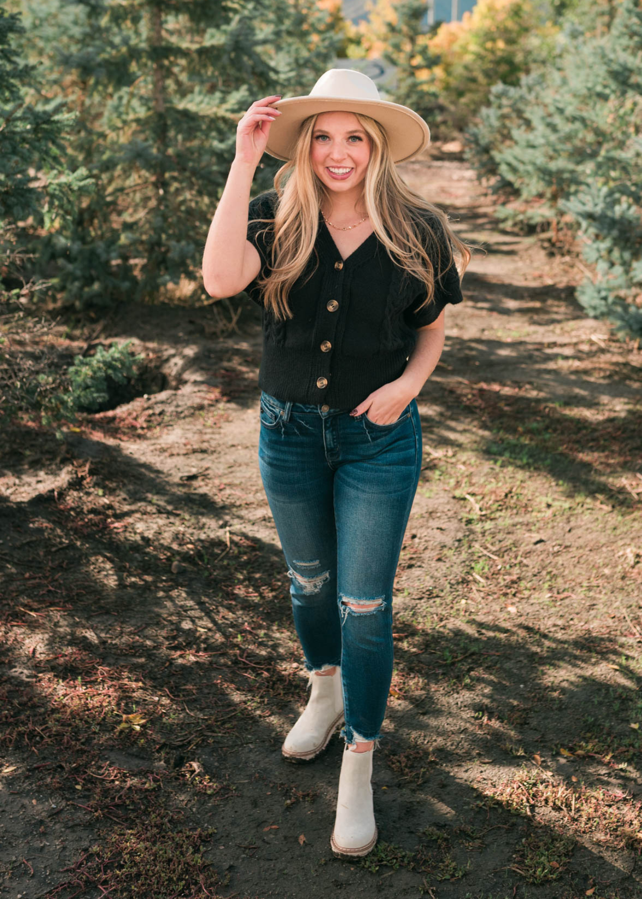 Short sleeve black knit cardigan