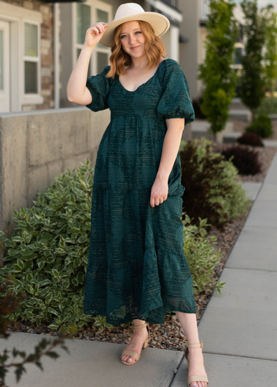 Emerald dress with short sleeves
