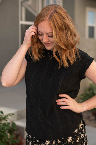 Black top with cuff sleeves