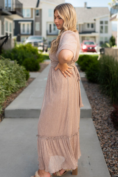 Side view of a champagne dress