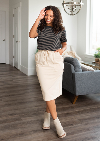 Short sleeve charcoal stripe top