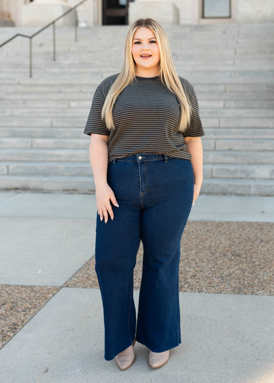 Alexis Charcoal Stripe Top