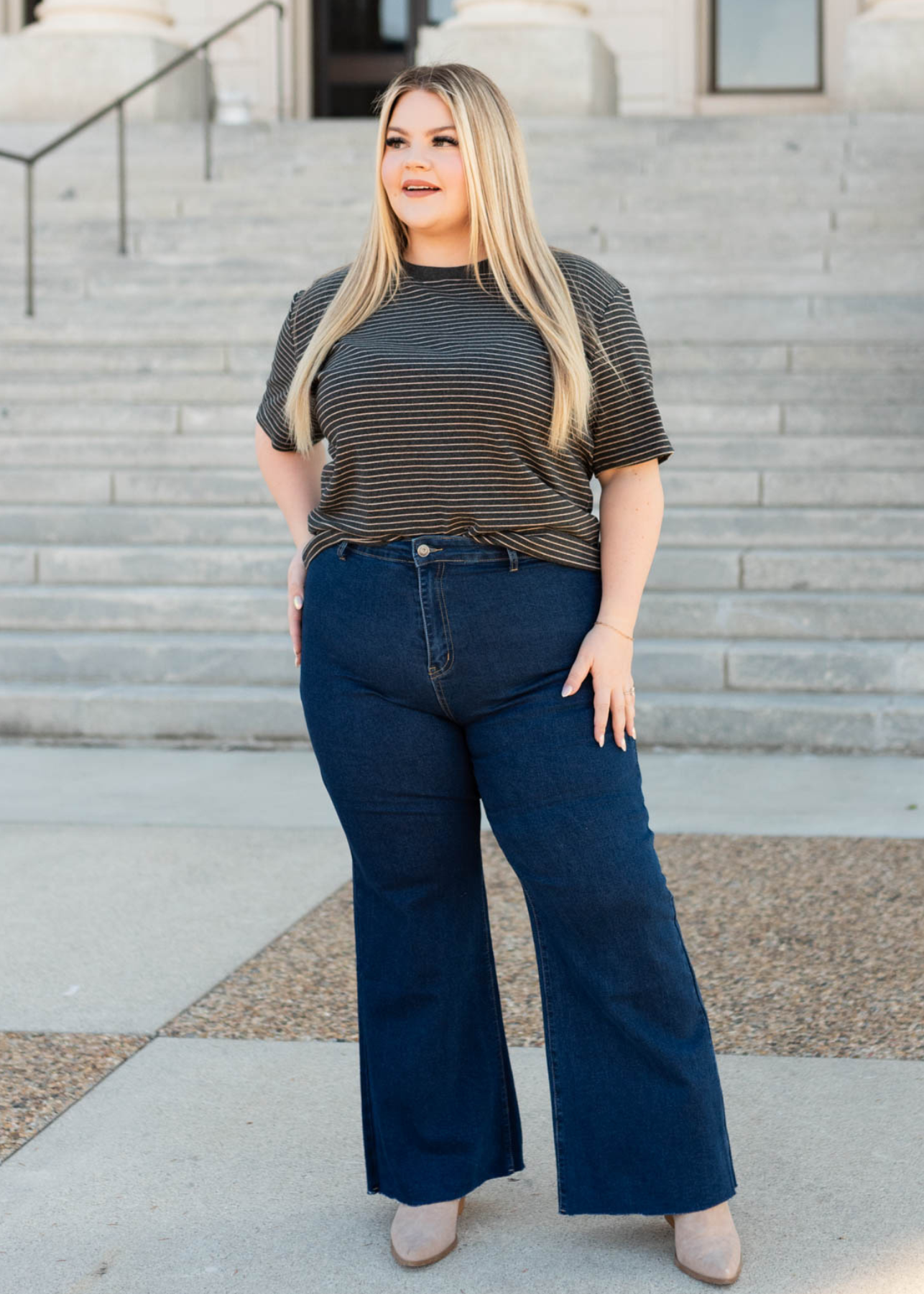 Alexis Charcoal Stripe Top