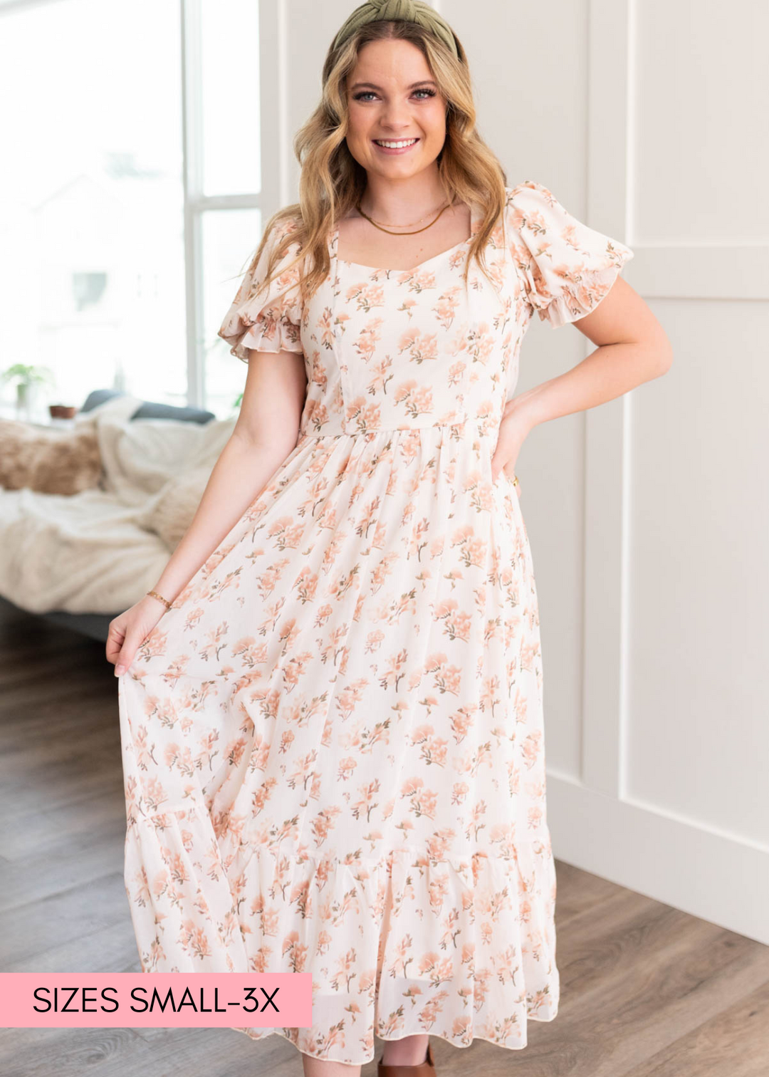 Alina Cream Floral Dress Polagram – My Sister's Closet