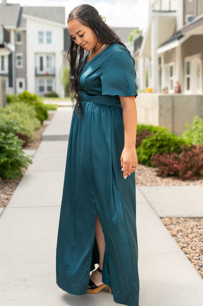 Short sleeve deep teal dress